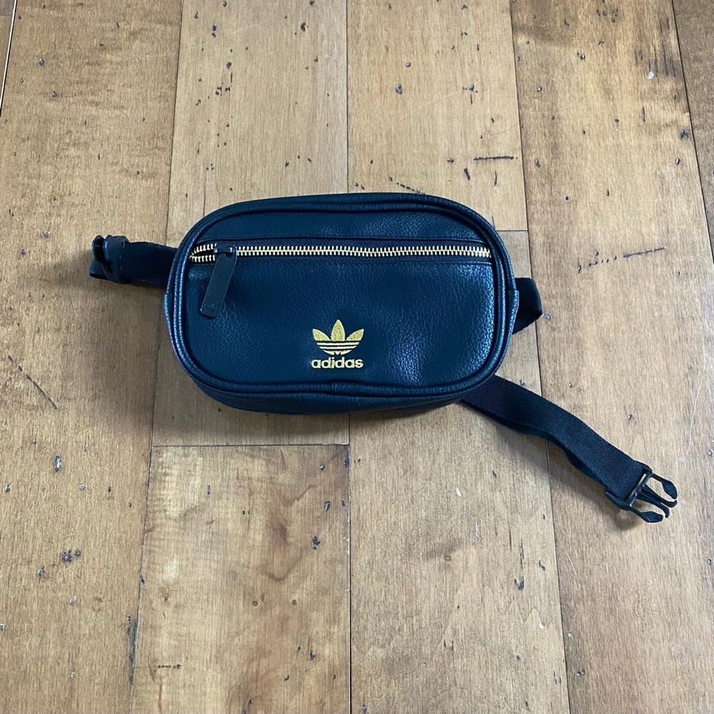 Addidas black leather belt bag